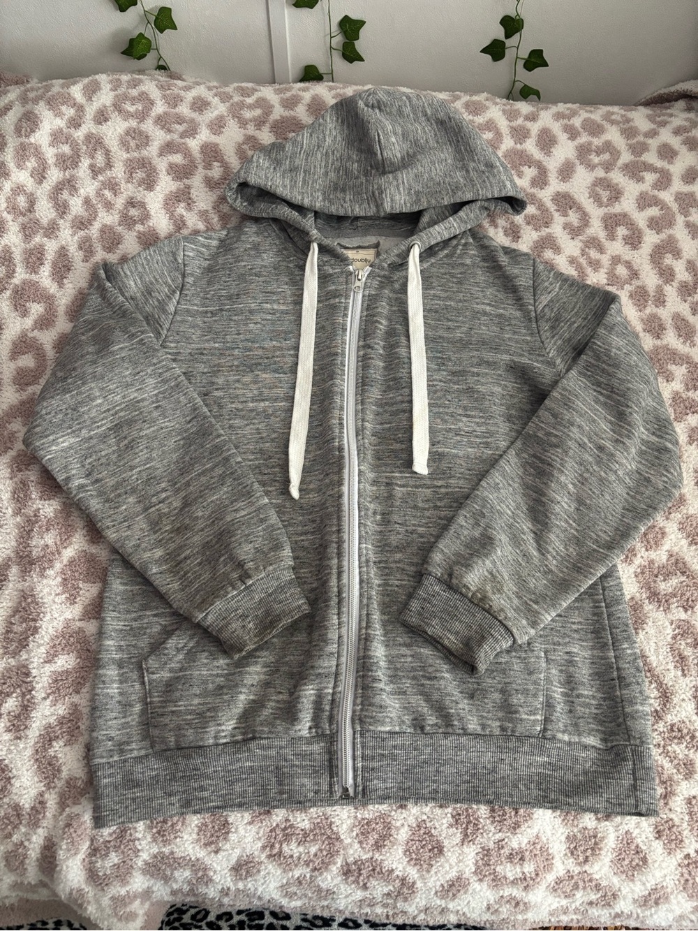 doublju gray zip up hoodie